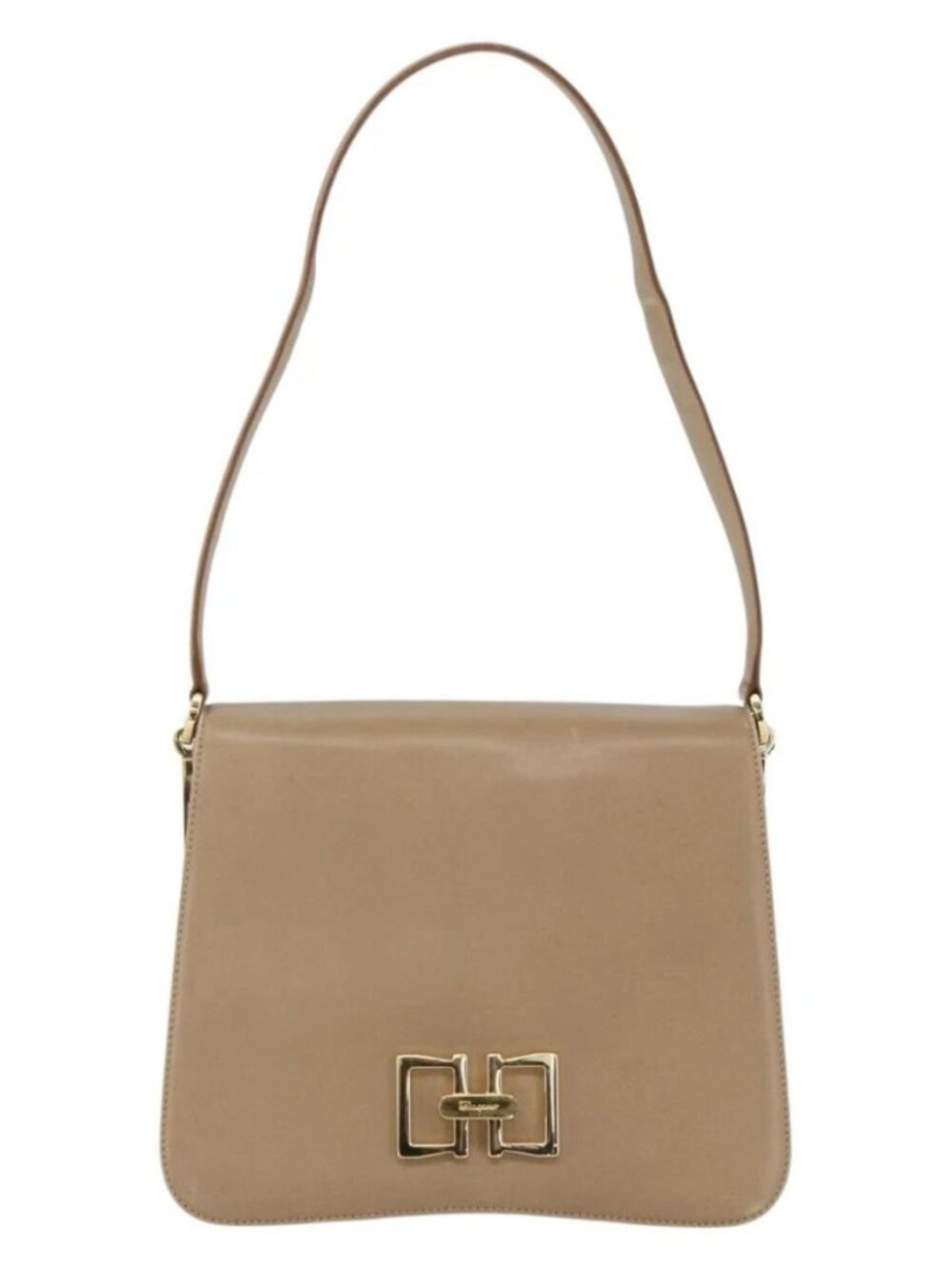 Salvatore Ferragamo Shoulder Bag Leather Beige Gold Auth 157525V - Picture 14 of 16